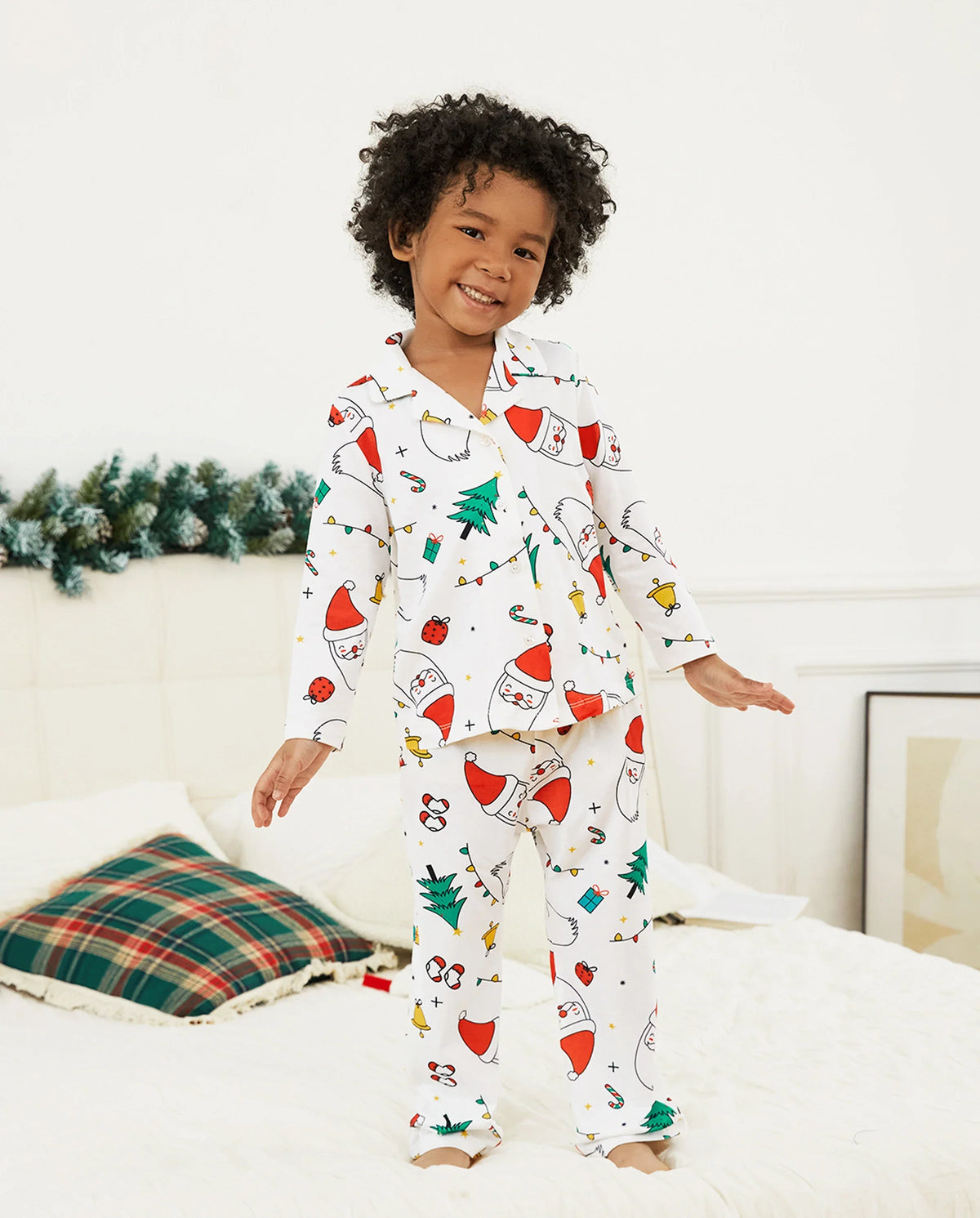PatPat Matching Family Christmas Pajamas Christmas Tree & Santa Print White