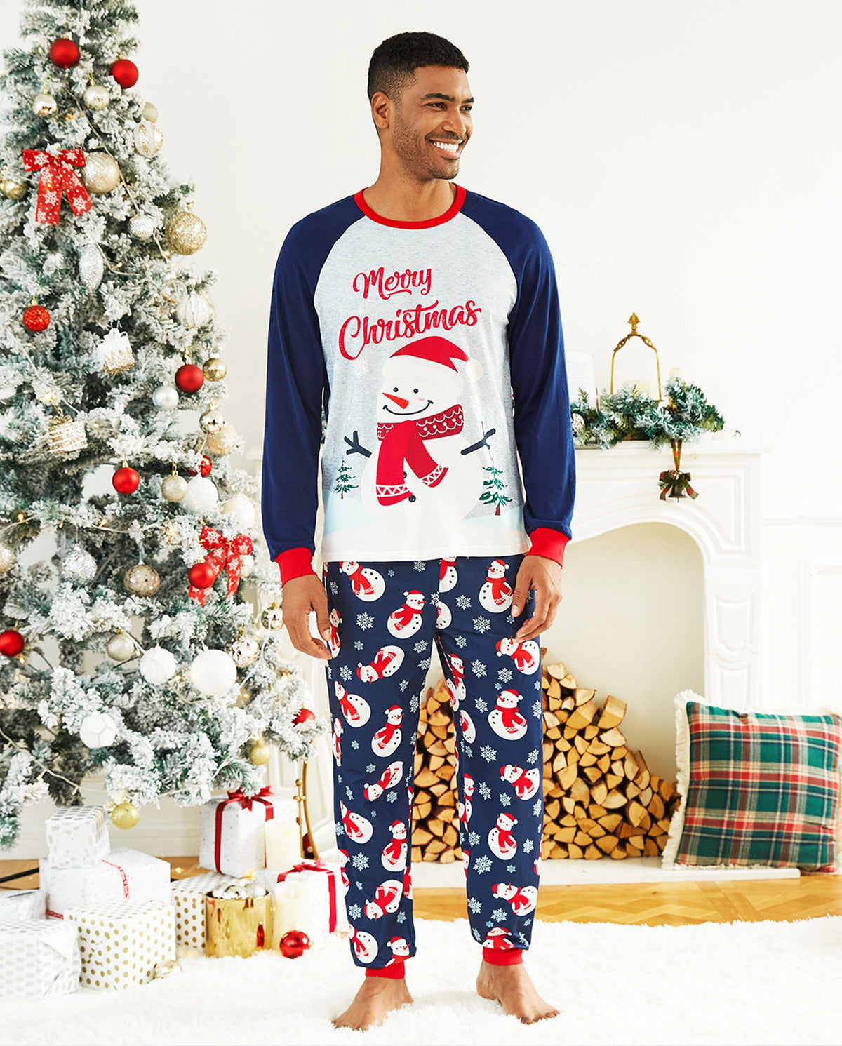PatPat Matching Family Christmas Pajamas Snowman Print Colorblock