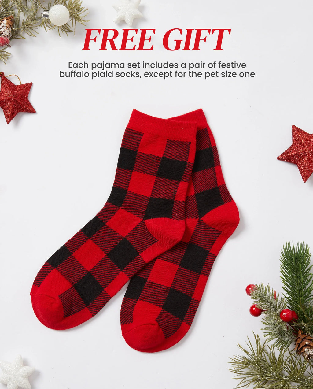 PatPat Family Matching Christmas Pajamas Gnome & Plaid Print Red