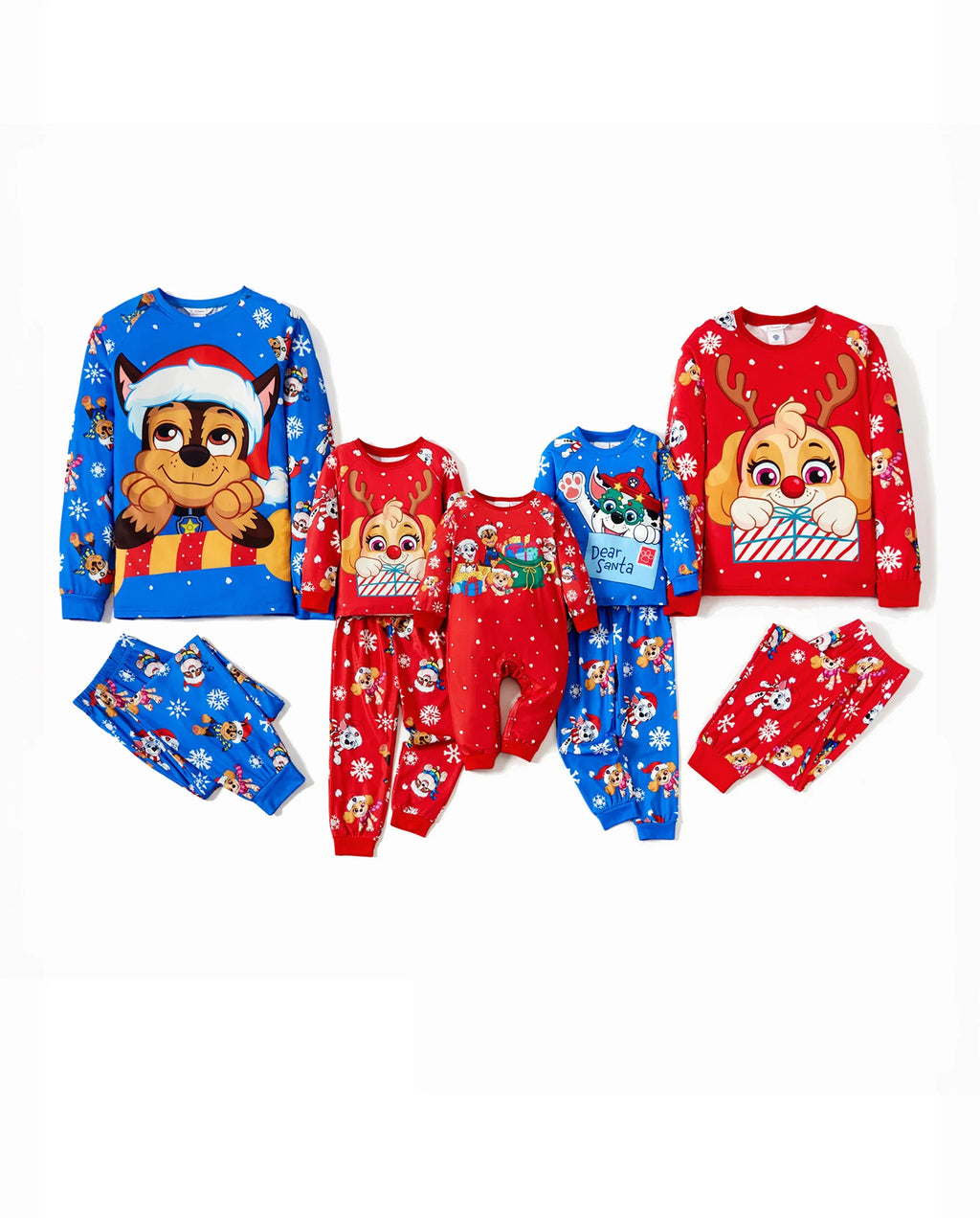 PatPat PAW Patrol Family Matching Christmas Pajamas Santa Hat Graphic Blue & Red