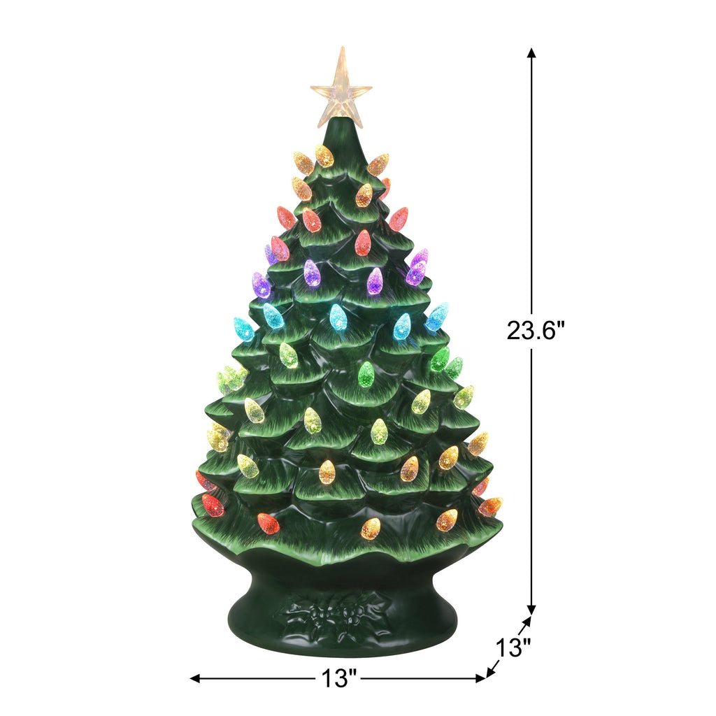 24 in. Green Nostalgic Ceramic Tree with Light Show