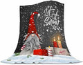 Christmas Throw Blanket, Merry Christmas Gnome Xmas Gifts Winter Snowflakess, Living Room/Bedroom/Sofa Couch Warm Soft Bed Flannel Blanket for Children Adults All Season 80"X60"