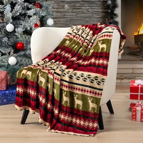 Pavilia Soft, Plush, Warm Winter Cabin Throw - Twin 60x80, Red Christmas Holiday Fleece Blanket - color: Christmas Red, size: 60 x 80 Inches - Twin
