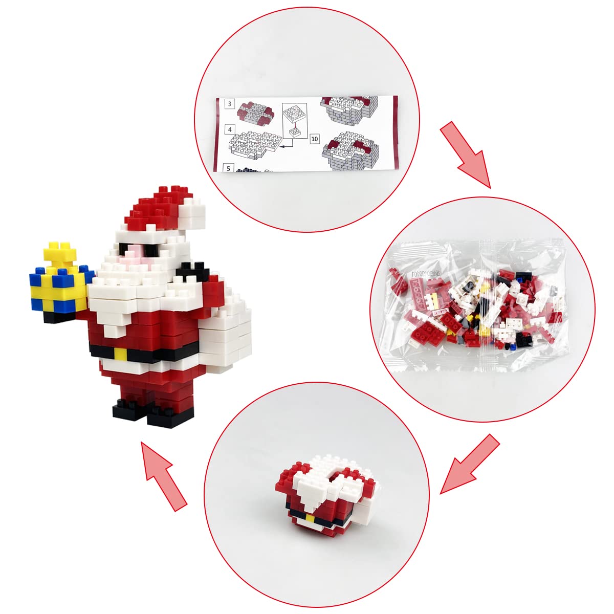 Pinkiwine 4 Pack Christmas Building Block Toys for Kids Boys Girls Teens Christmas Stocking Stuffers Gifts