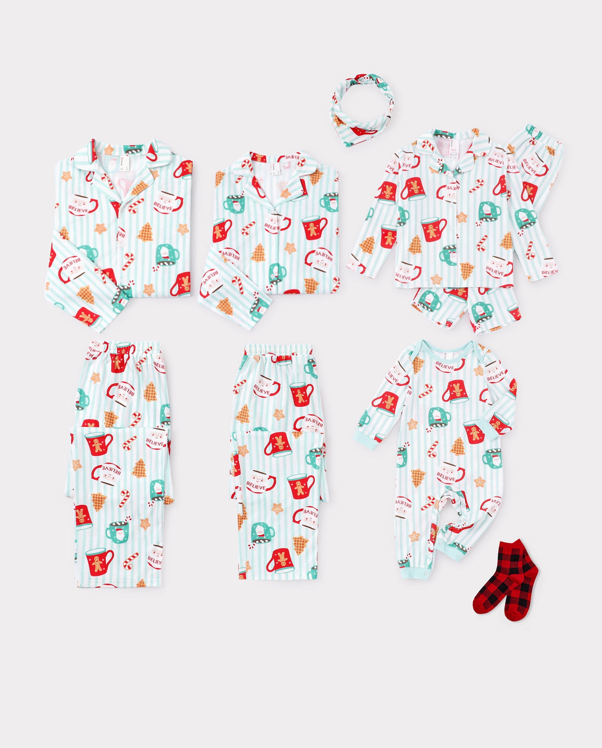 PatPat Family Matching Christmas Pajamas Mug Print Green