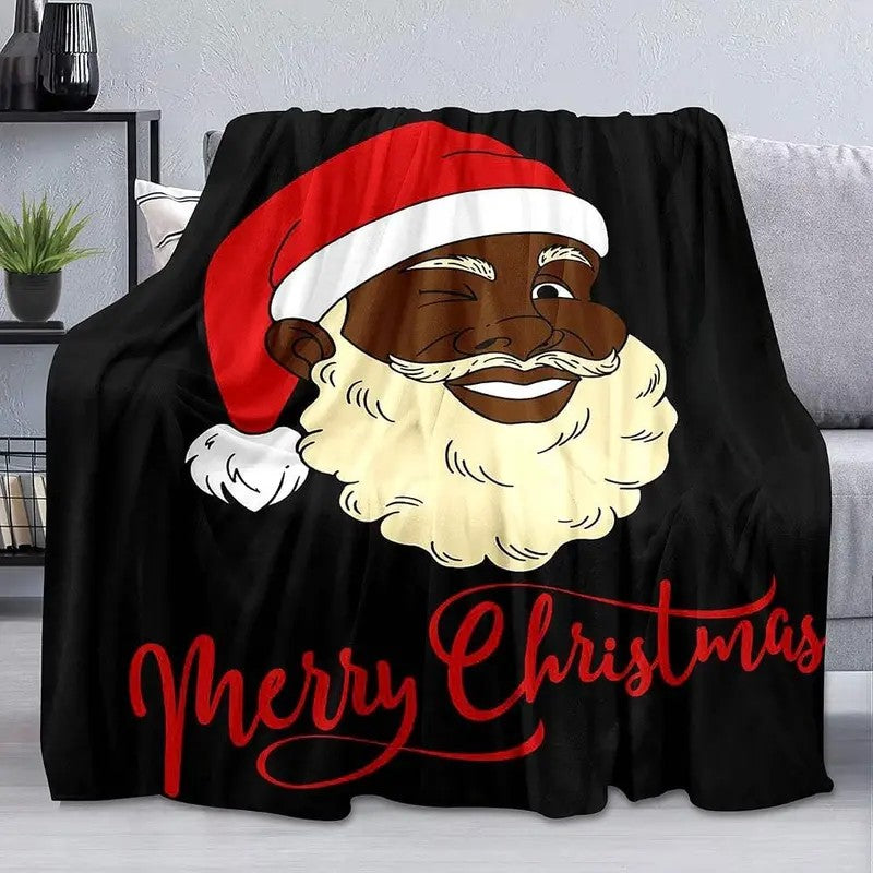 Funny African American Black Santa Claus Blanket