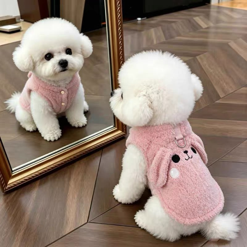 Puppy Face Soft Fleece Dog Cat Vest Harness