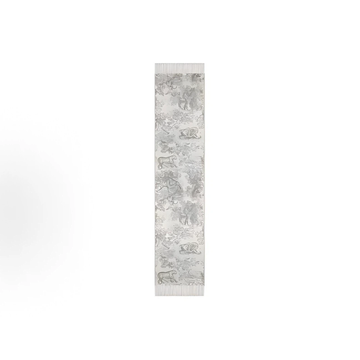 Light Grey Silver Jungle Animal Art Print Reversible Fringed Winter Scarf