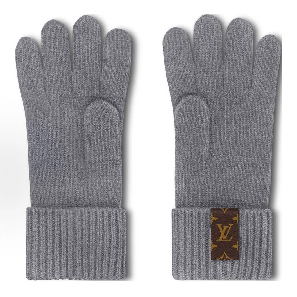 Grey Knit Touchscreen Gloves, Unisex Winter Warm Gloves with Contrast Circle Jacquard Pattern, Ribbed Cuff