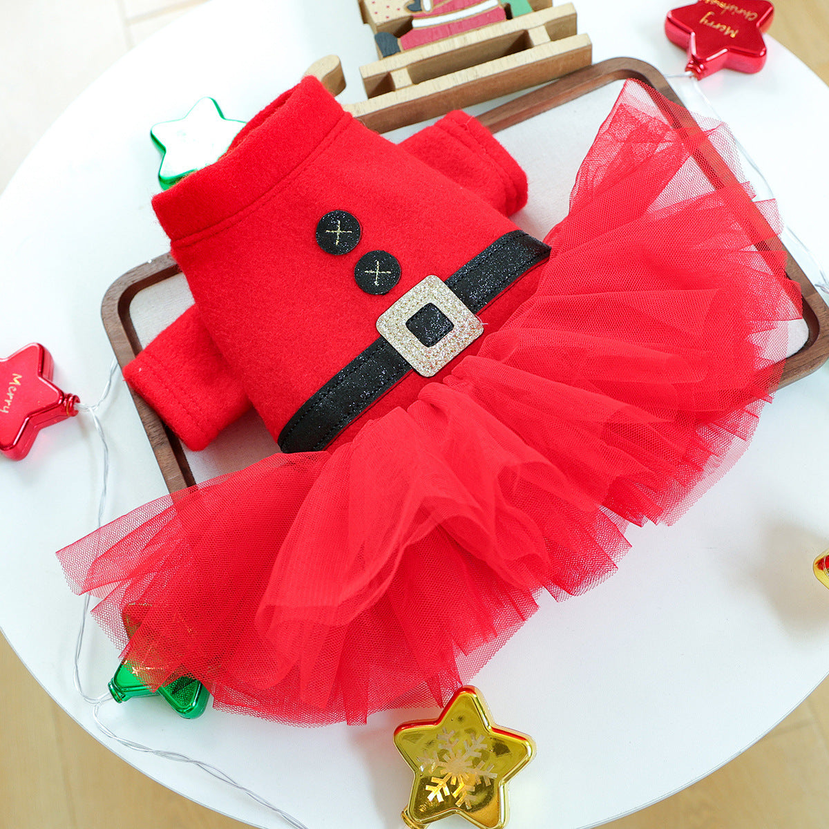 Santa Pattern Christmas Dog Cat Princess Dress