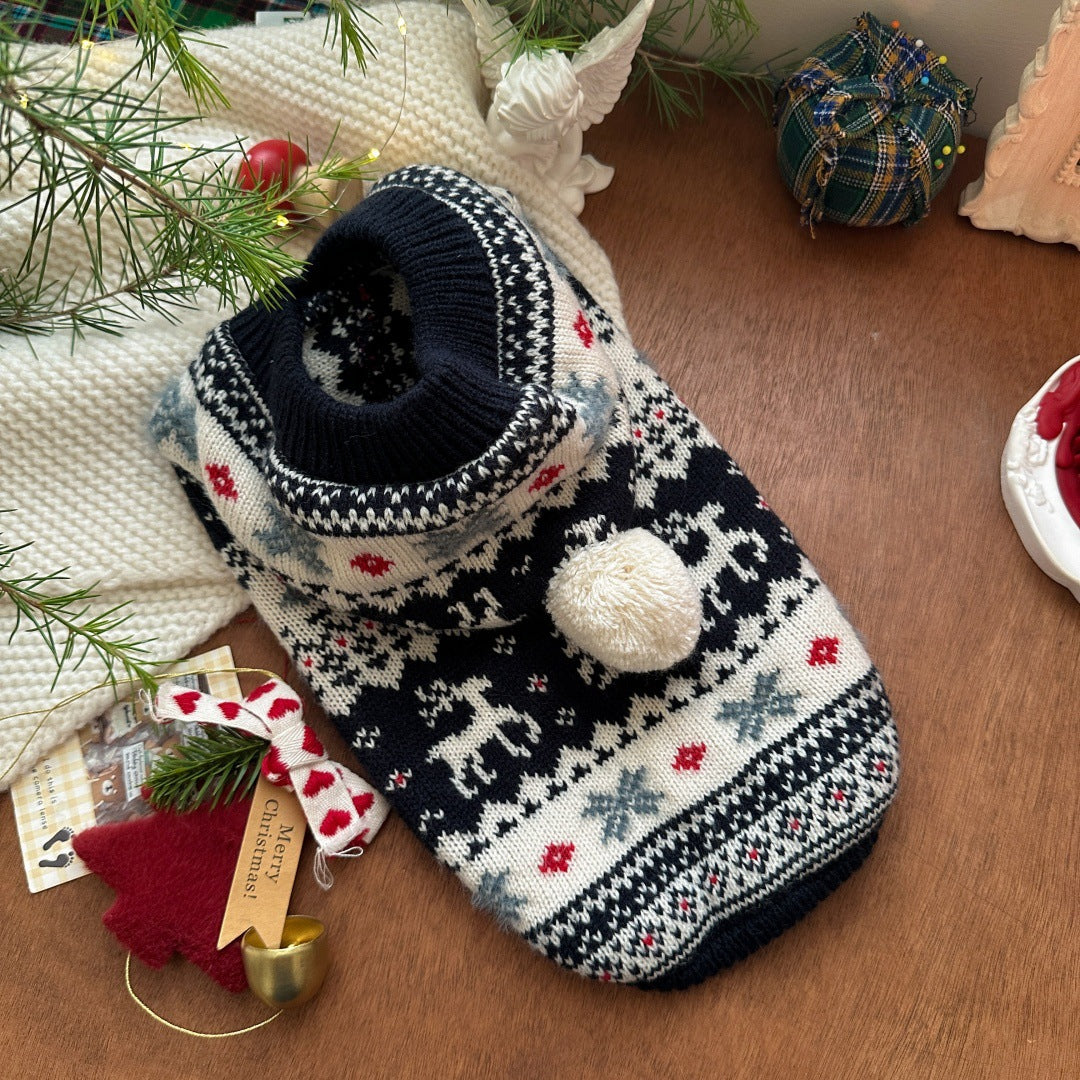 Christmas Elk Warm Knitted Dog Cat Hoodie