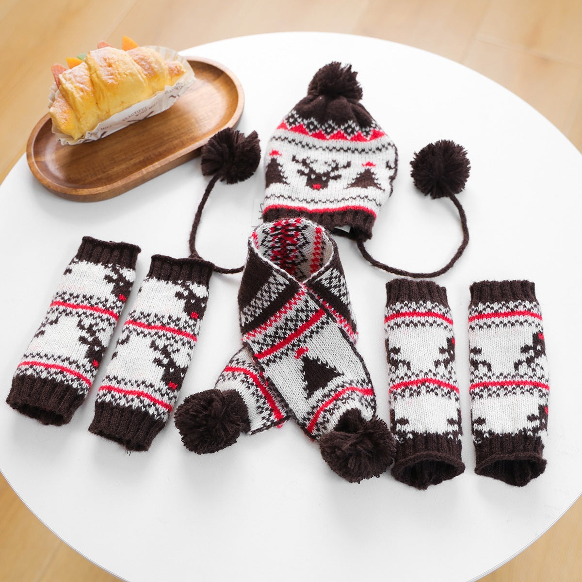 Christmas Dog Cat Scarf Hat Socks 3pcs Set