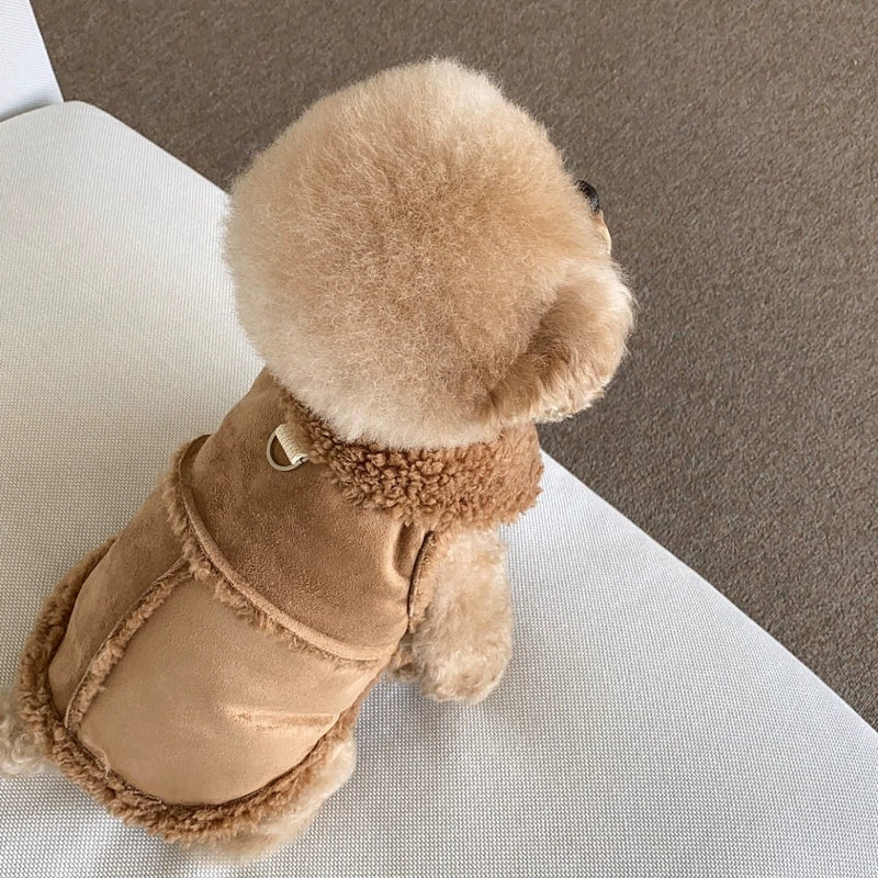 Faux Suede Leather Dog Cat Harness Jakcet