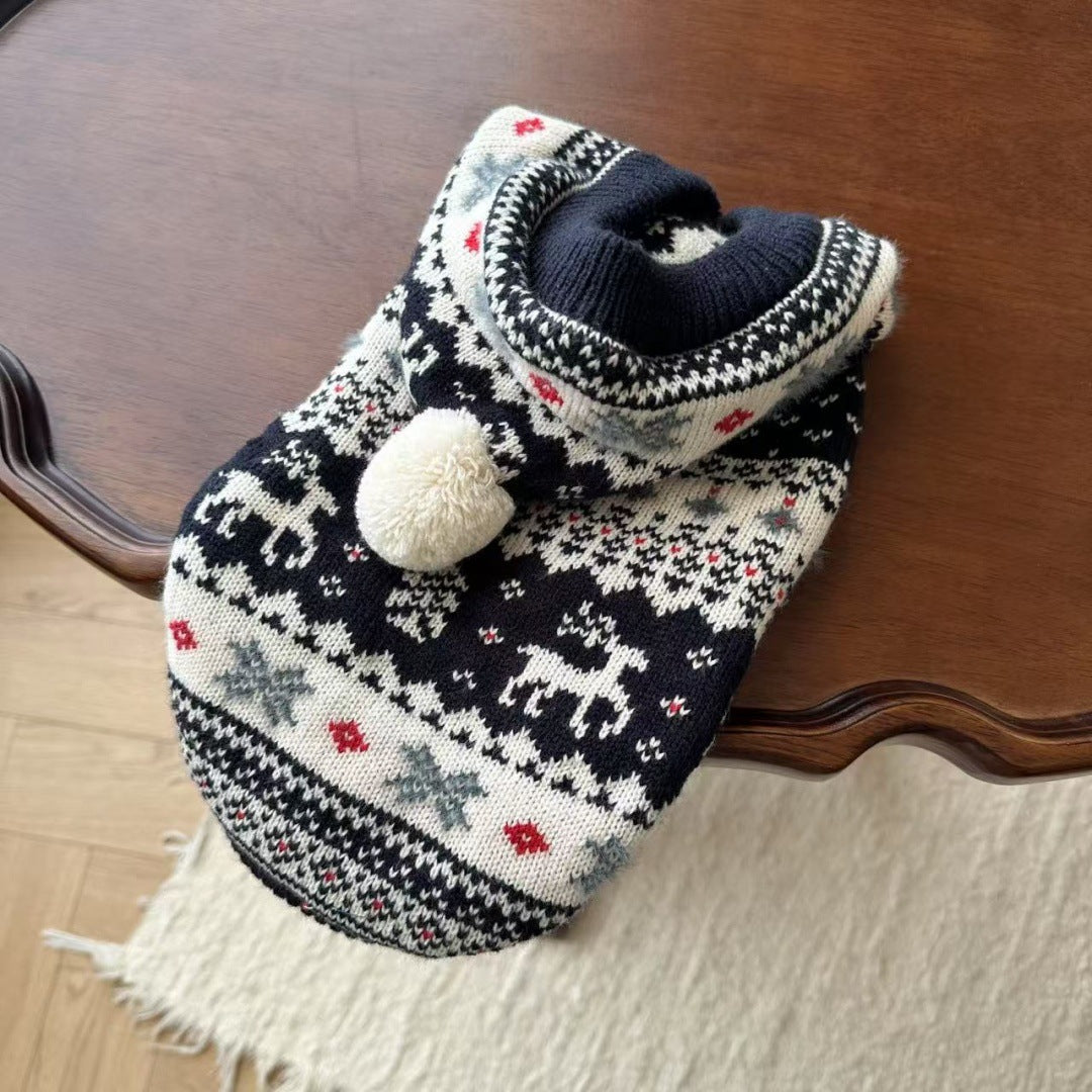 Christmas Elk Warm Knitted Dog Cat Hoodie