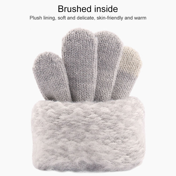 Winter Touch Screen Gloves Women Men Warm Stretch Knit Mittens Imitation Wool Thicken Full Finger Gloves(A-White)